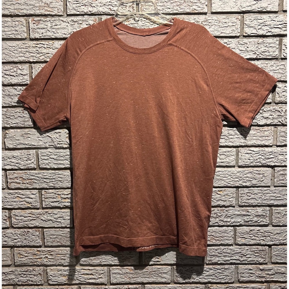 Lululemon Metal Vent Tech Short Sleeve Shirt Mens Rust Brown Copper Slub Tee